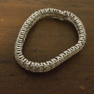 Whitegold plated tennis bracelet w. diamond chips